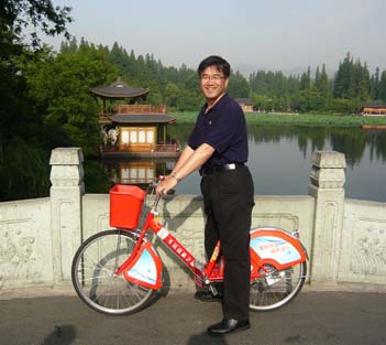 Lin on bike